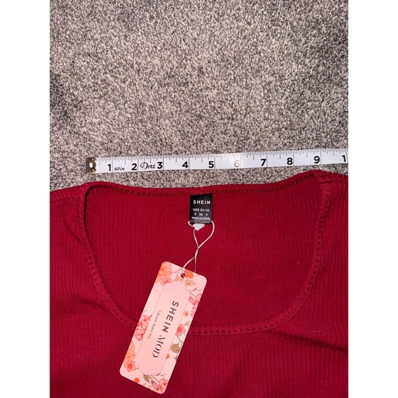 Shein‎ NWT Women's Red Cropped Long Sleeve - Picture 11 of 11